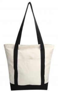 Two colour combination Zippered Tote with Front Pocket